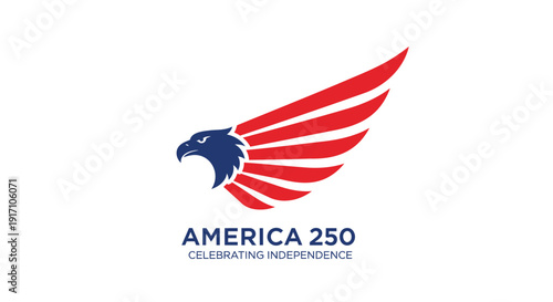America 250 logo vector, Celebrating Independence commemorative emblem with eagle and text