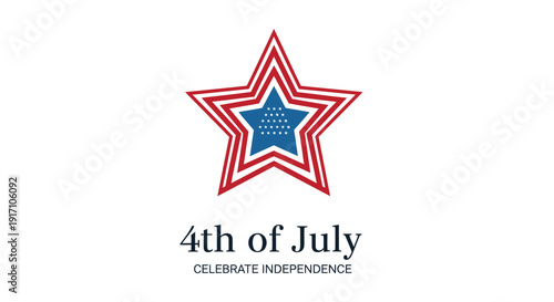 Patriotic star icon for 4th of July celebrations, isolated on transparent background.