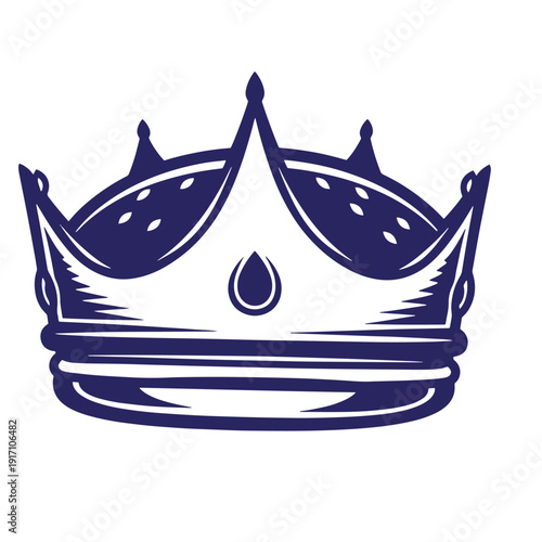 Royal crown symbol with pointed tips and a teardrop shape in the middle on white