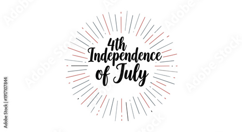Independence Day icon with sunburst design and 4th of July text, isolated on transparent background