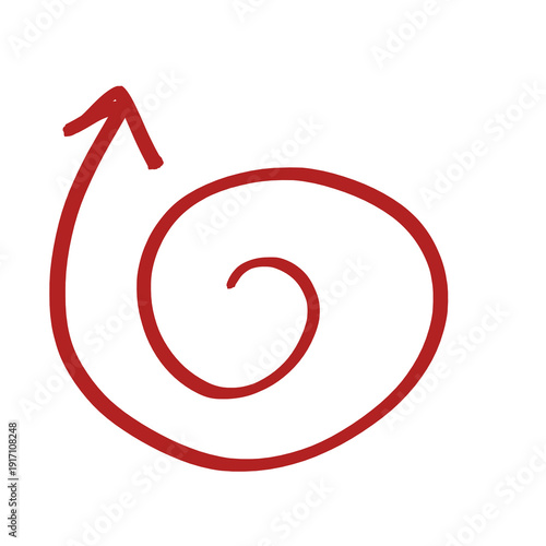 Brick red arrow hand drawn on transparent background. Red arrow going up