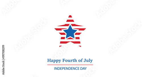 Patriotic star icon for Independence Day, Fourth of July celebration. Vector illustration with American flag colors.