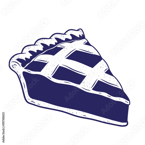 Grunge texture A slice of pie with a lattice crust design on top with a crimped edge  a classic dessert Vintage Style