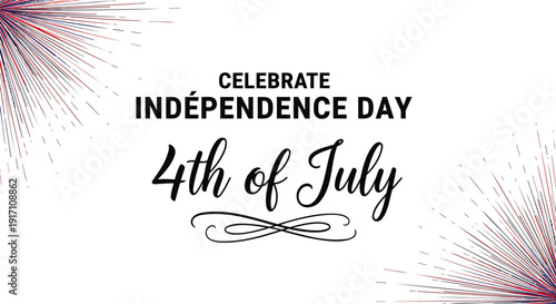 Independence Day greeting card template, Celebrate 4th of July with fireworks, patriotic holiday design element.