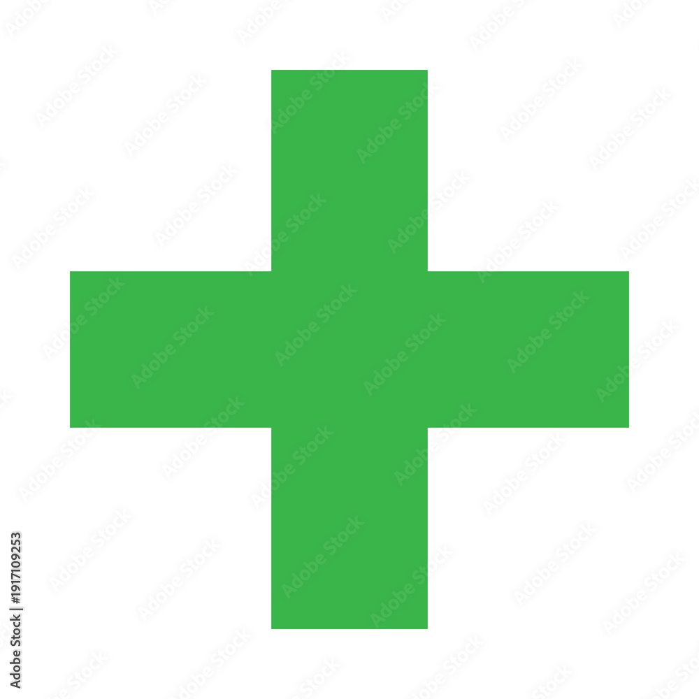 Obraz premium Green Plus Icon. Green Cross Sign, Plus Symbol Medical Logo Icon.