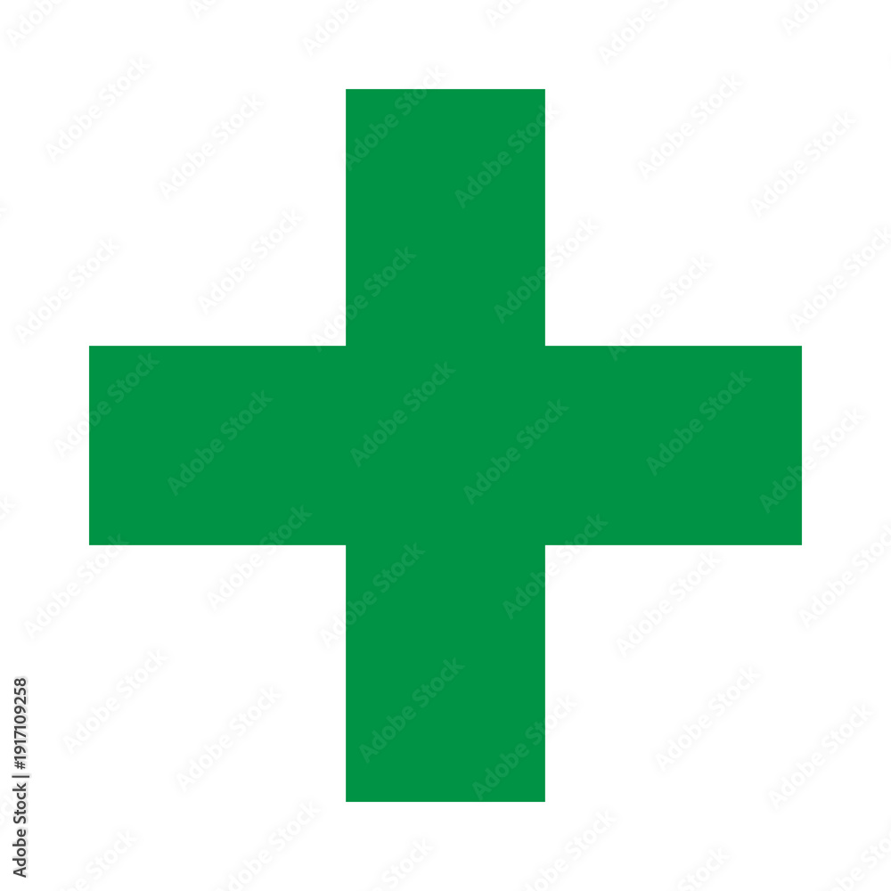 Obraz premium Green Plus Icon. Green Cross Sign, Plus Symbol Medical Logo Icon.
