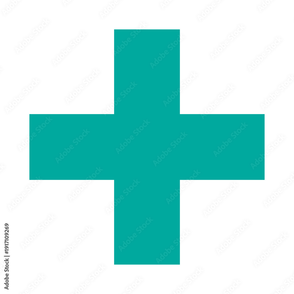 Fototapeta premium Green Plus Icon. Green Cross Sign, Plus Symbol Medical Logo Icon.