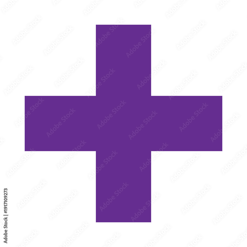 Fototapeta premium Purple Plus Icon. Purple Cross Sign, Plus Symbol Medical Logo Icon.
