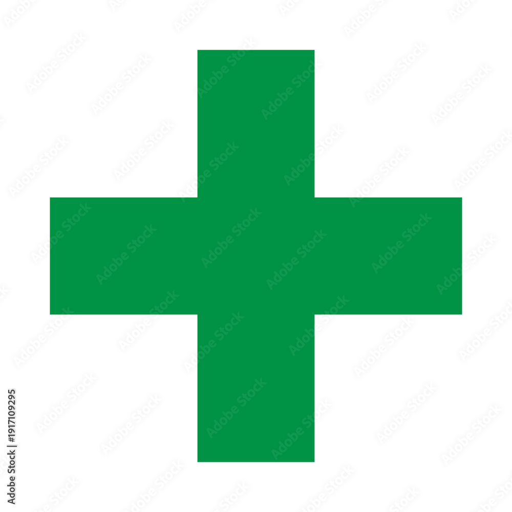 Obraz premium Green Plus Icon. Green Cross Sign, Plus Symbol Medical Logo Icon.