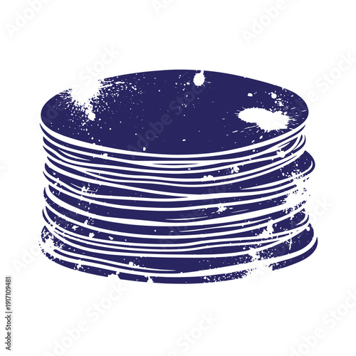 Grunge texture Grungy blue stack of plates with white splatters and stripes on white background Vintage Style