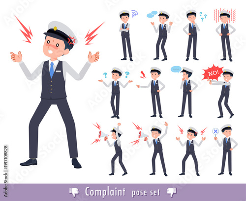 不満を表現している運転手男性のセット