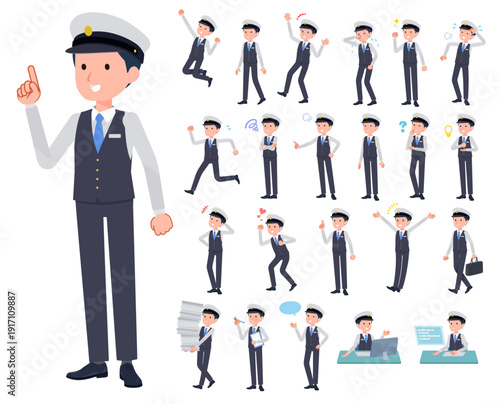 様々な感情表現をする運転手男性のセット