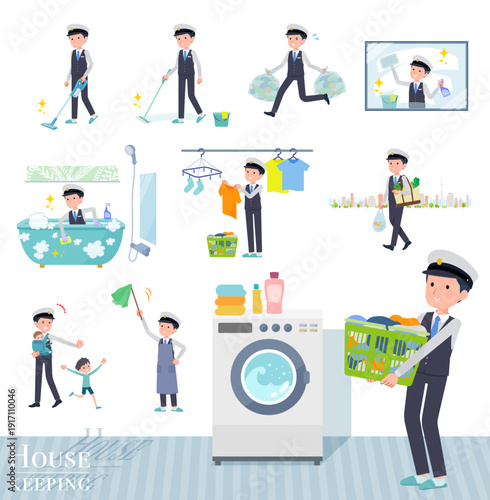 掃除や洗濯など家事に関する運転手男性のセット
