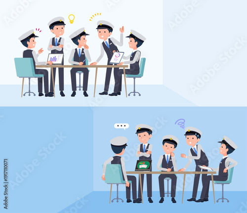 脳内会議をする運転手男性のセット