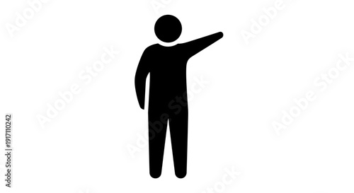 Black silhouette of a person pointing.