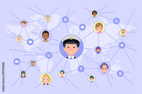 ソーシャルメディアで情報を発信している運転手男性のセット