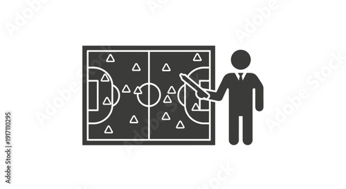 Man explaining soccer strategy board.