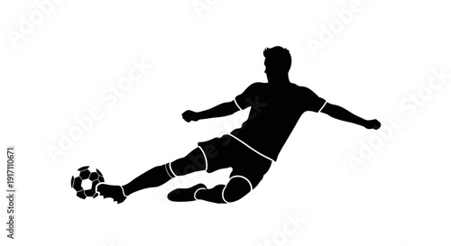 Soccer Player Kicking a Ball Silhouette.