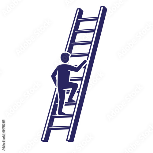 man climbing up a ladder to success and achievement in business and career growth  reaching new heights