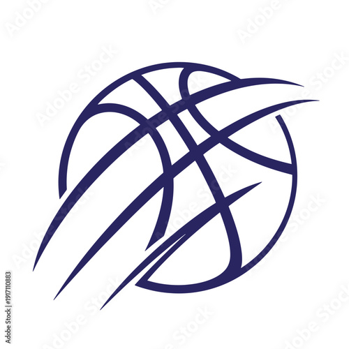 navy blue basketball graphic design element for sports illustration or logo  dynamic motion  fast movement
