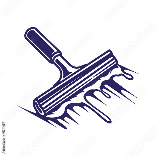 Paint roller with paint drips on a white surface  home improvement tool for painting walls