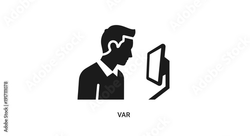 Man looking at virtual reality headset.