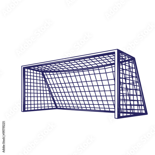 Soccer goal net frame with grid pattern for football games and sports equipment  athletic structure