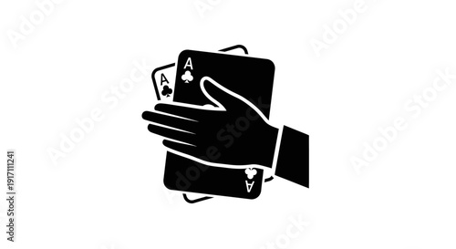 Hand holding playing cards close up.