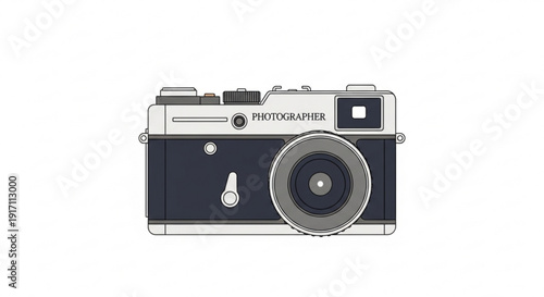 A minimalist vector illustration of a camera on a white background