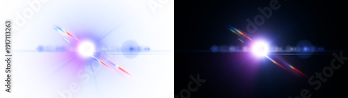Futuristic transparent light lens flare effect.