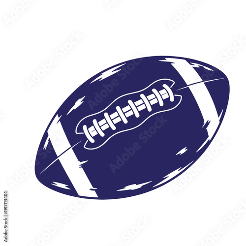 Grunge texture American football ball with white stripes and laces on white background Vintage Style