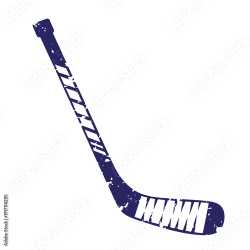 Grunge texture Hockey stick with white tape on the blade and handle on a white background  sports equipment Vintage Style