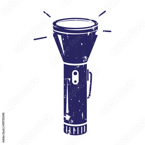 Grunge texture Vintage grunge style flashlight with light rays on white background  old fashioned illumination device Vintage Style
