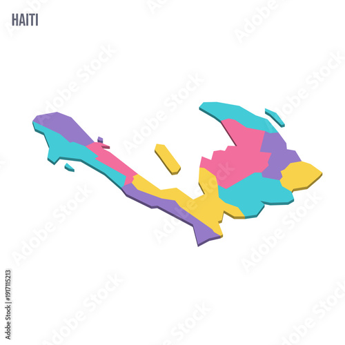 Haiti political map of administrative divisions - departments. Colorful isometric blank vector map.