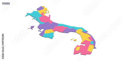 Panama political map of administrative divisions - provinces. Colorful isometric blank vector map.