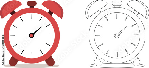 Alarm Clock Vector Icon Set – Classic Bell Alarm and Time Reminder Illustration