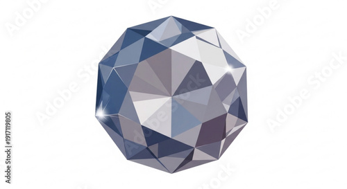 A vector graphic illustration of a blue and white geometric gemstone on a white background