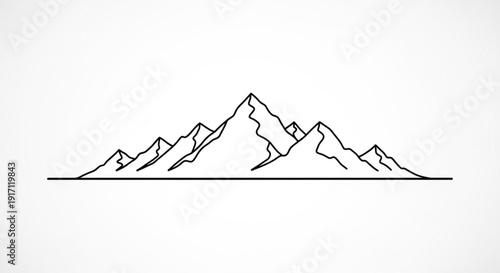 A minimalist line art illustration of a mountain range in a simple and elegant design style