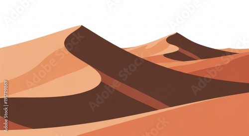 A minimalist vector illustration of desert sand dunes in a flat design style