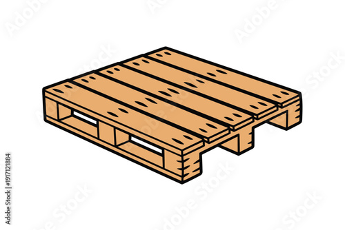 Wooden shipping pallet illustrated in isometric perspective for logistics.