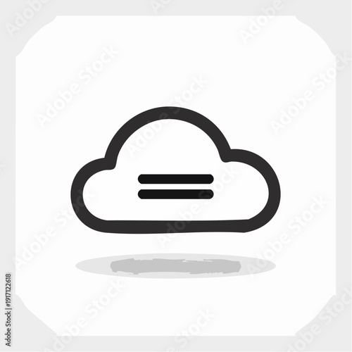View of a minimalist cloud icon symbol with a minus sign displayed on a rounded square white background, illustrating removal action in a digital interface perspective