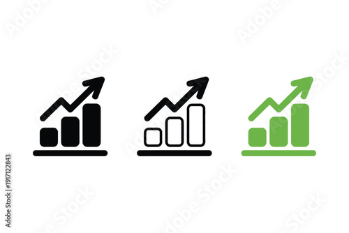 Bar chart illustration shows steady upward growth trend across three rising.