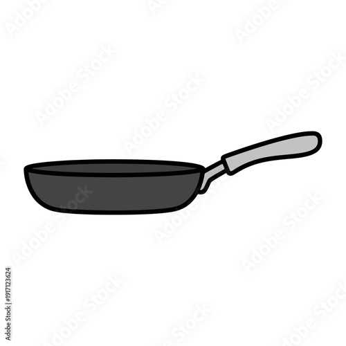 Black frying pan skillet vector illustration for cooking and kitchenware design element.