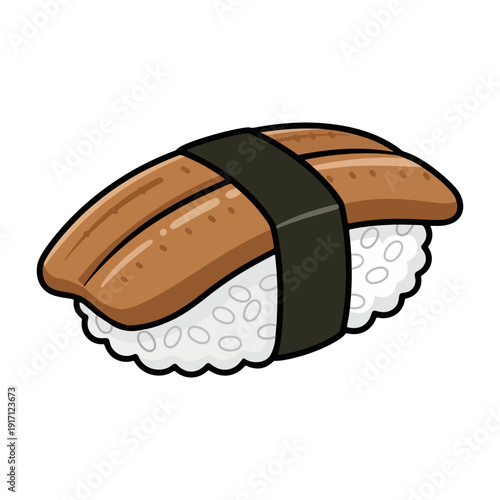 Unagi nigiri sushi with eel vector illustration for traditional japanese cuisine design.