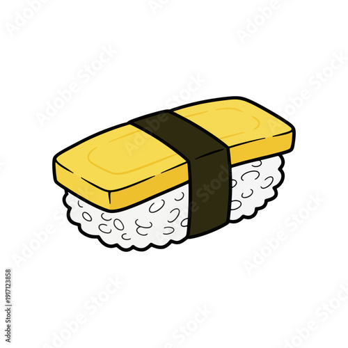 Tamago nigiri sushi with egg omelet vector illustration for japanese food icon.