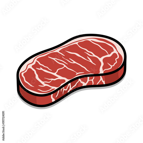 Fresh raw beef steak slice vector illustration for butcher and meat market design.