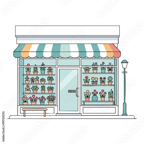 Charming Flower Shopfront with Display Windows and Outdoor Lighting