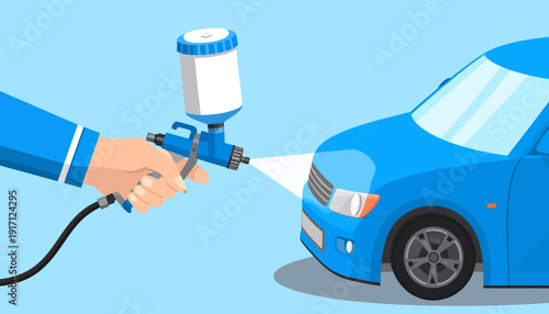 Car Painting with Spray Gun