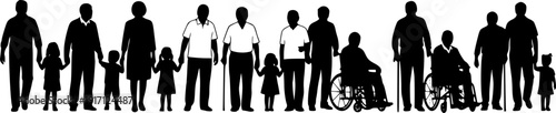 Silhouettes of people of different ages and abilities on a white background illustration untitled
