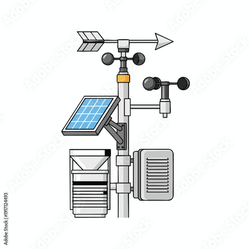 Modern Weather Monitoring Station with Solar Power and Anemometer